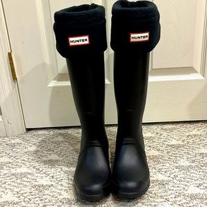 Tall Black Hunter Boots with Socks
